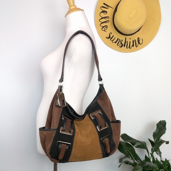 Tignanello Handbags - Tignanello Suede & Leather Shoulder Bag